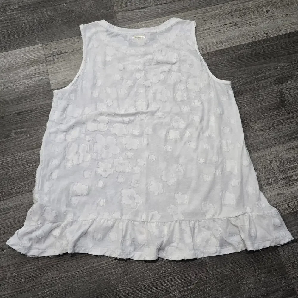 Michael Kors White Floral Sleeveless Peplum Top Dressy Shirt